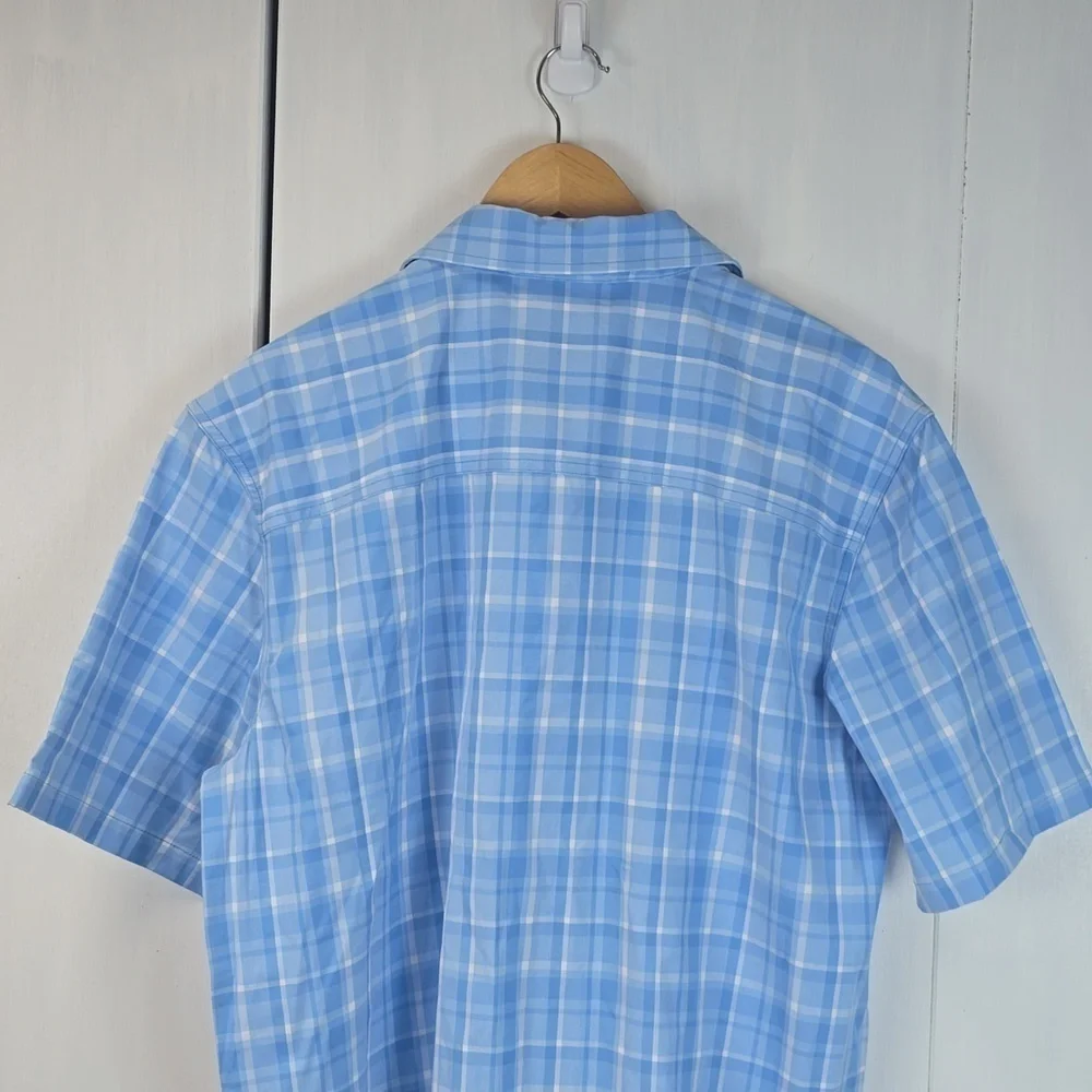 Lake & Trail Mens Blue/White PLAID Pocket Button down Shirt outdoors Sz.M - Picture 7 of 9